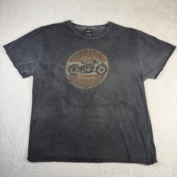 Harley Davidson Chi-Town Skull Graphic Tee Gray Men's 3XL Distressed‎ Look - Picture 1 of 11